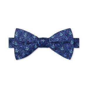 Tommy Hilfiger Men's Anchor Print Bow Tie Blue Bowtile